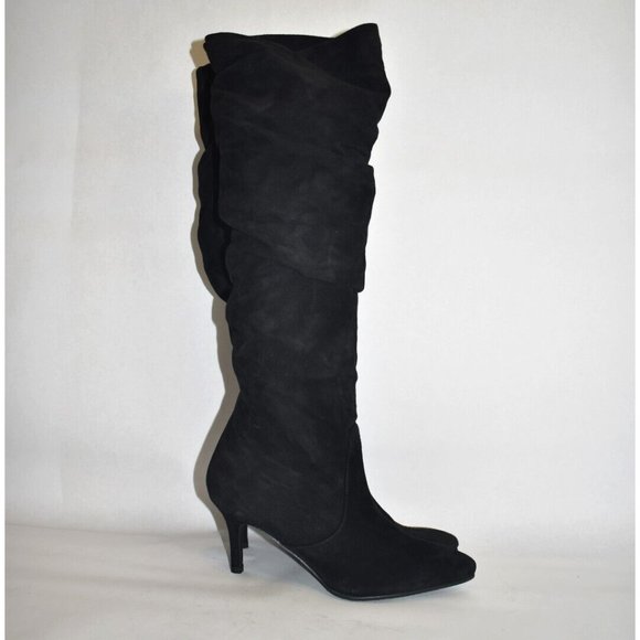 $700 STUART WEITZMAN Lafayette Slouch Boot OVER THE KNEE SUEDE BLACK 8.5 (JB25) - Picture 4 of 10